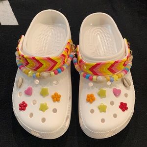 Limited edition white festival Crocs with charms and jibbitz